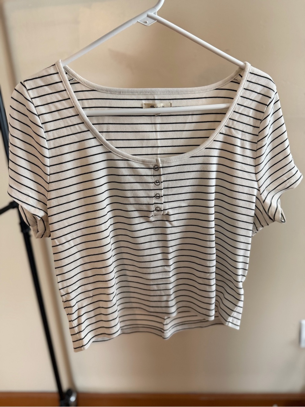 Madewell Ribbed Henley High-Crop Tee